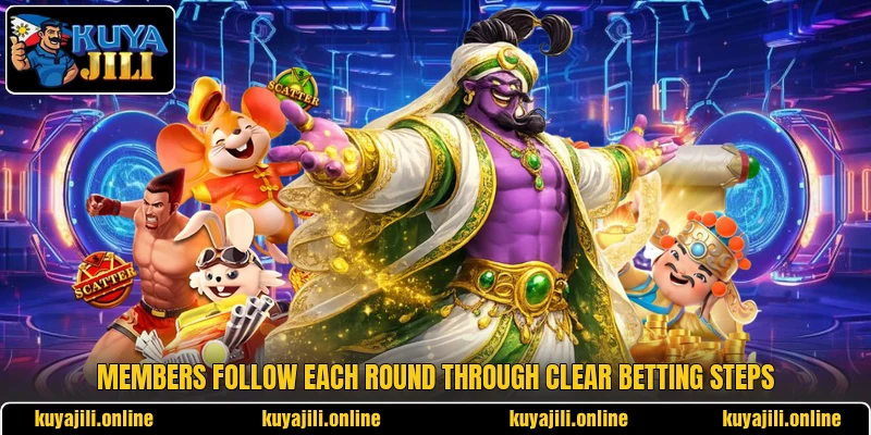 Members follow each round through clear betting steps