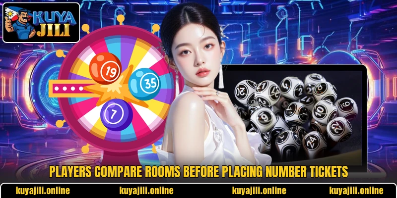 Players compare rooms before placing number tickets